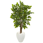 Nearly Natural 9531 56" Artificial Green River Birch Tree in White Planter