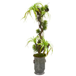Nearly Natural 9987 47" Artificial Green Tillandsia Plant in Vintage Metal Planter