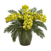 Nearly Natural 16`` Phalaenopsis Orchid and Cycas Artificial Plant in Decorative Planter