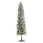 Nearly Natural 7.5` Flocked Washington Alpine Christmas Artificial Tree with 350 White Warm LED Lights and 877 Bendable Branches