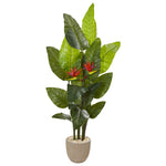 Nearly Natural 9739 69" Artificial Green Real Touch Bird of Paradise Plant in Sandstone Planter