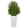 Nearly Natural 6383 33" Artificial Green Sweet Grass Plant in White Tower Planter (Indoor/Outdoor)