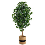 Nearly Natural T2891 6` Ficus Artificial Tree with Natural Cotton Planters