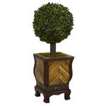 Nearly Natural 5888 27" Artificial Green Boxwood Ball Topiary Tree in Decorative Planter