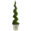 Nearly Natural T1195 4.5' Artificial Green Cypress Spiral Topiary Tree in Decorative Planter
