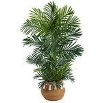 Nearly Natural T2907 4` Areca Artificial Palm Tree in Natural Cotton Woven Planter with Tassels