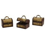 Nearly Natural 0545-S3 5" Brown Decorative Chest with Map, Set of 3