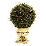Nearly Natural 6470 16" Artificial Green Mohlenbechia Ball Topiary in Gold Urn