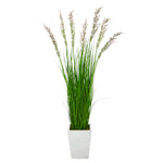 Nearly Natural P1568 64” Wheat Grass Artificial Plant in White Metal Planters