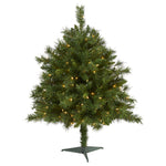 Nearly Natural 3` Wyoming Mixed Pine Artificial Christmas Tree with 150 Clear Lights and 270 Bendable Branches