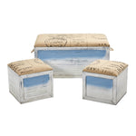 Nearly Natural 7036-S3 Ocean Breeze Storage Boxes, Bench & Seating Set, Set of 3