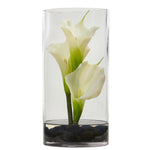 Nearly Natural 12`` Calla Lily Artificial Arrangement in Cylinder Glass
