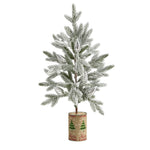 Nearly Natural 28`` Flocked Christmas Artificial Tree in Decorative Planter