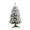 Nearly Natural 3` Flocked White River Mountain Pine Artificial Christmas Tree with Pinecones and 50 Clear LED Lights