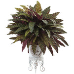 Nearly Natural 6884 25" Artificial Green Peacock Bush with Metal Planter