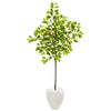 Nearly Natural 9613 68" Artificial Green Lemon Tree in White Planter