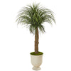 Nearly Natural T1043 64" Artificial Green Pony Tail Palm Plant in Decorative Urn