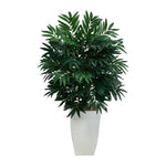 Nearly Natural P1611 3’ Bamboo Palm Artificial Plant in White Metal Planters