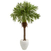 Nearly Natural 9428 63" Artificial Green Robellini Palm Tree in White Planter