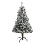 Nearly Natural 4` Flocked West Virginia Fir Artificial Christmas Tree