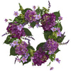 Nearly Natural 4213 24" Artificial Green & Pink Hydrangea Wreath