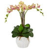 Nearly Natural 1489 22" Artificial Green & White Phalaenopsis Orchid Arrangement in White Vase