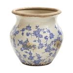 Nearly Natural 0716-LG-S1 10.5" Tuscan Ceramic Blue Scroll Urn Vase