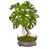 Nearly Natural 8686 26" Artificial Green Monstera Plant in Metal Planter
