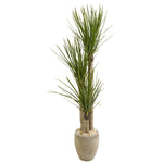 Nearly Natural 9303 64" Artificial Green Yucca Tree in Sand Colored Planter