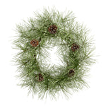 Nearly Natural 24`` Iced Pine Artificial Wreath with Pine Cones