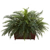 Nearly Natural 6804 29" Artificial Green River Fern with Wood Planter