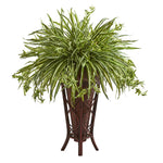 Nearly Natural 8272 37" Artificial Green Spider Plant in Decorative Stand Planter