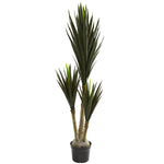 Nearly Natural 6340 65" Artificial Green Yucca Plant in Black Pot