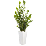 Nearly Natural 9608 65" Artificial Green Zamioculcas Plant in White Planter