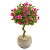 Nearly Natural 9298 3' Artificial Green & Pink Azalea Topiary Tree in Bowl Planter