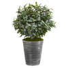 Nearly Natural 8919 28" Artificial Green Olive with Berries Plant in Tin Planter with Black Pattern