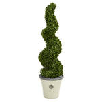 Nearly Natural 52`` Spiral Hazel Leaf Artificial Topiary Tree in Decorative Planter UV Resistant (Indoor/Outdoor)