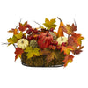 Nearly Natural 4161 9" Artificial Pumpkin, Gourd, Berry & Maple Leaf Arrangement in Decorative Planter, Multicolor
