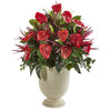 Nearly Natural P1206 39" Artificial Green & Red Mixed Anthurium Plant in Decorative Urn