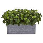 Nearly Natural 8060 18" Artificial Green Pothos Plant in Stone Planter
