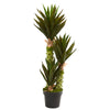 Nearly Natural 6347 3.5' Artificial Green Agave Plant in Black Planter