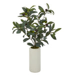 Nearly Natural 21``Olive Artificial Plant in White Planter