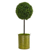 Nearly Natural 5897 2.5' Artificial Green Boxwood Topiary Tree in Green Tin, UV Resistant (Indoor/Outdoor)