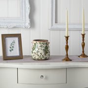 Tuscan Ceramic Green Scroll Planters