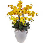 Nearly Natural Phalaenopsis Orchid with White Planter