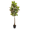 Nearly Natural 9120 65" Artificial Green Real Touch Rubber Leaf Tree in Black Pot