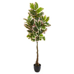 Nearly Natural 9120 65" Artificial Green Real Touch Rubber Leaf Tree in Black Pot