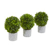 Nearly Natural 4340-S3 9" Artificial Green Boxwood Mini Topiary, Set of 3