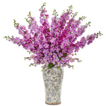 Nearly Natural 38`` Delphinium Artificial Arrangement in Decorative Vase