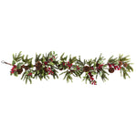 Nearly Natural 4942 54" Artificial Green & Red Holly Berry Garland